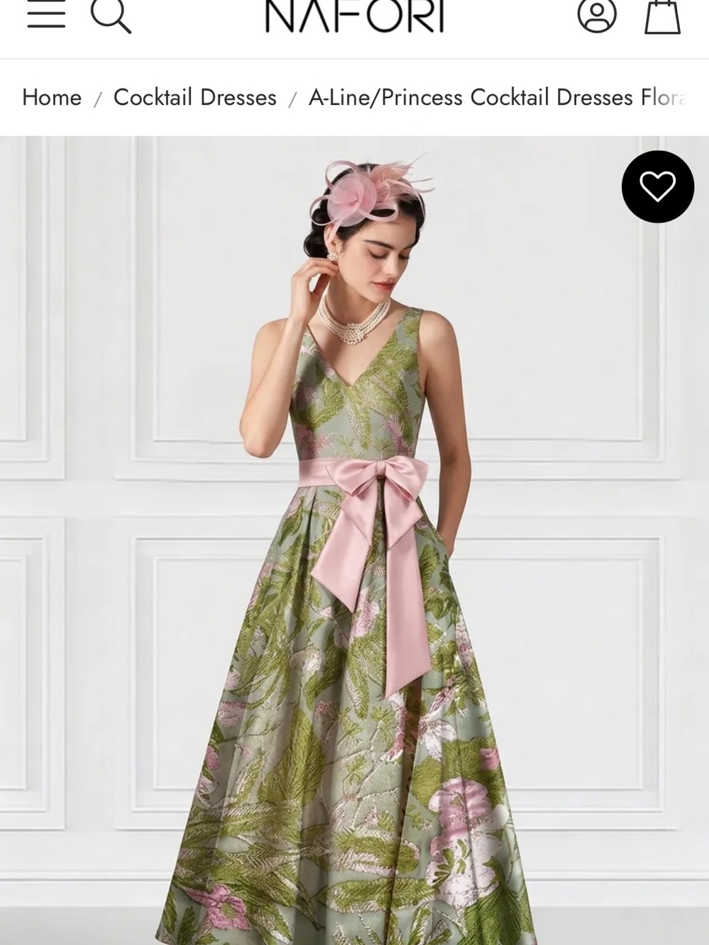NAFORY Floral A-Line Cocktail Dress in Green & Pink